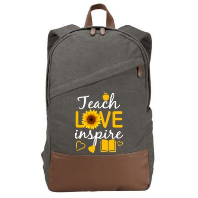 Teach Love And Inspire Sunflower Cotton Canvas Backpack