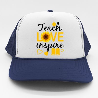 Teach Love And Inspire Sunflower Trucker Hat