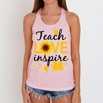 Teach Love And Inspire Sunflower Women's Knotted Racerback Tank