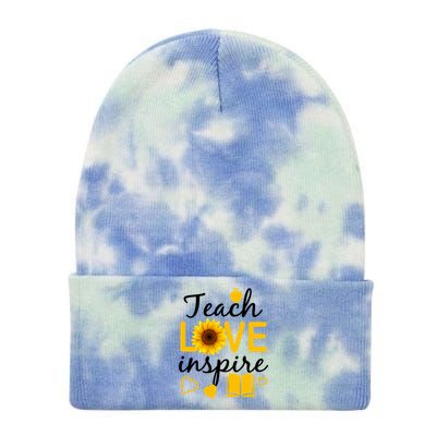 Teach Love And Inspire Sunflower Tie Dye 12in Knit Beanie