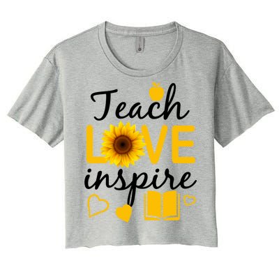 Teach Love And Inspire Sunflower Women's Crop Top Tee