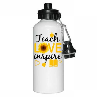 Teach Love And Inspire Sunflower Aluminum Water Bottle 