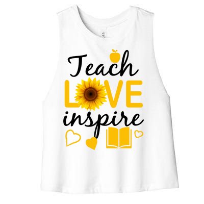 Teach Love And Inspire Sunflower Women's Racerback Cropped Tank