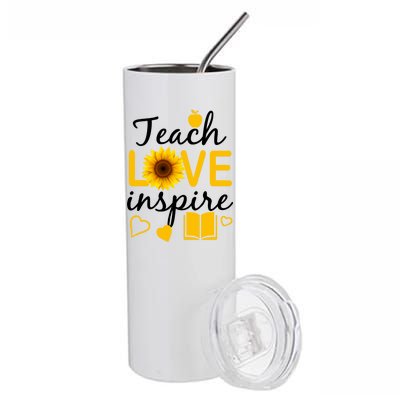 Teach Love And Inspire Sunflower Stainless Steel Tumbler