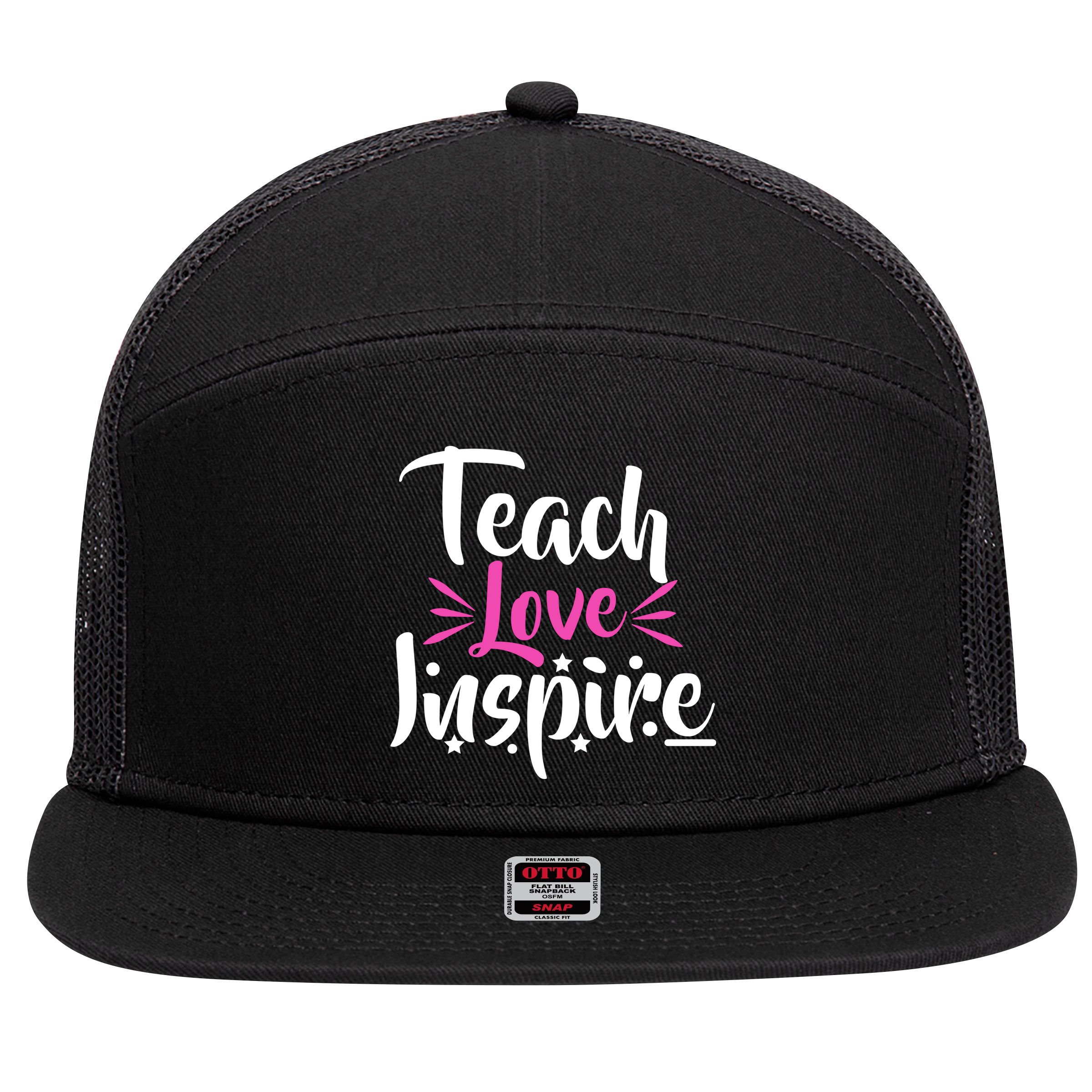 Teach Love Inspire 7 Panel Mesh Trucker Snapback Hat