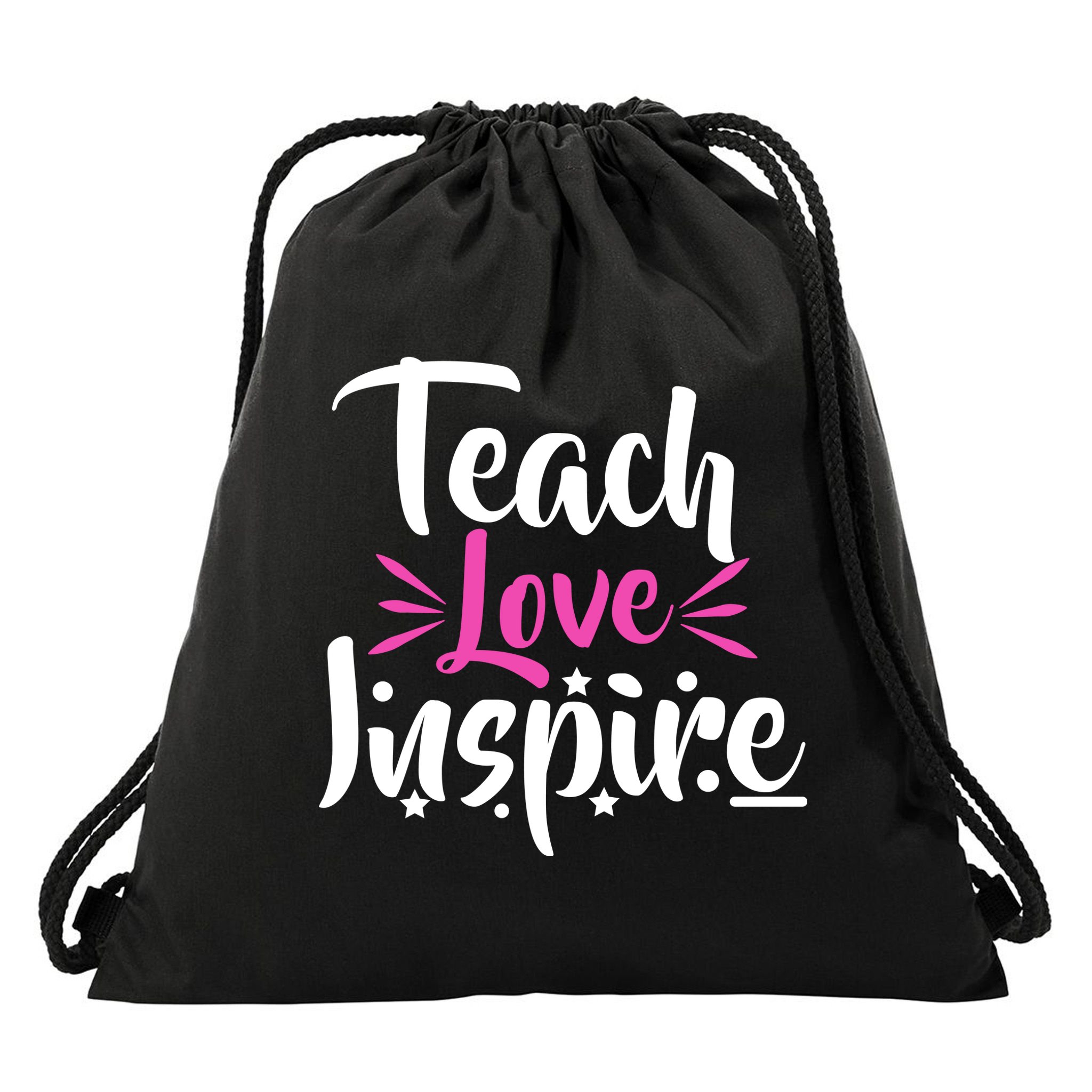Teach Love Inspire Drawstring Bag