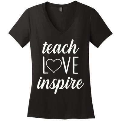 Teach Love Inspire Cute Gift For Teachers Women's V-Neck T-Shirt