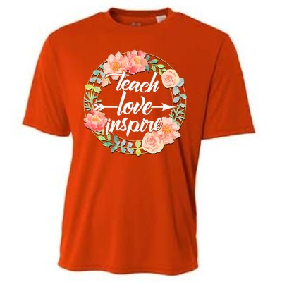 Teach Love Inspire Flower Wreath Cooling Performance Crew T-Shirt