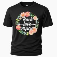 Teach Love Inspire Flower Wreath Cooling Performance Crew T-Shirt
