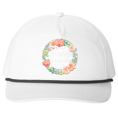 Teach Love Inspire Flower Wreath Snapback Five-Panel Rope Hat