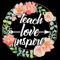 Teach Love Inspire Flower Wreath Drawstring Bag