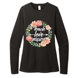 Teach Love Inspire Flower Wreath Womens CVC Long Sleeve Shirt