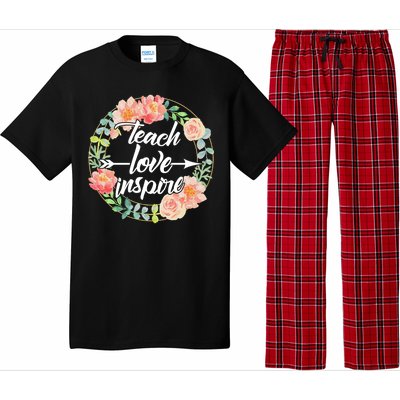 Teach Love Inspire Flower Wreath Pajama Set