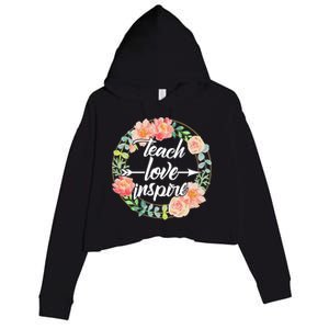 Teach Love Inspire Flower Wreath Crop Fleece Hoodie