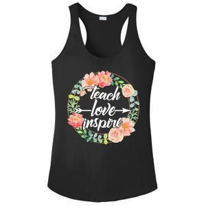 Teach Love Inspire Flower Wreath Ladies PosiCharge Competitor Racerback Tank