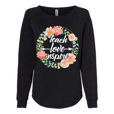 Teach Love Inspire Flower Wreath Womens California Wash Sweatshirt