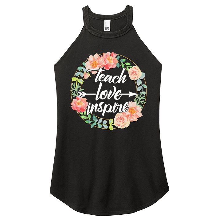Teach Love Inspire Flower Wreath Women's Perfect Tri Rocker Tank