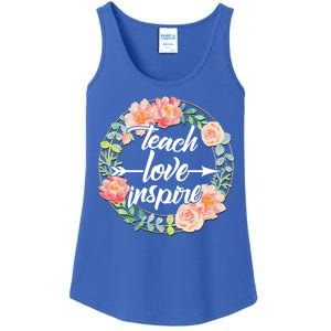 Teach Love Inspire Flower Wreath Ladies Essential Tank