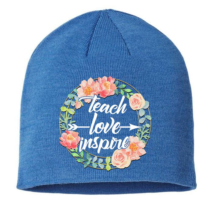 Teach Love Inspire Flower Wreath Sustainable Beanie