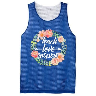 Teach Love Inspire Flower Wreath Mesh Reversible Basketball Jersey Tank