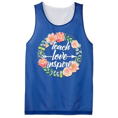 Teach Love Inspire Flower Wreath Mesh Reversible Basketball Jersey Tank