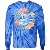 Teach Love Inspire Flower Wreath Tie-Dye Long Sleeve Shirt