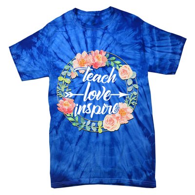Teach Love Inspire Flower Wreath Tie-Dye T-Shirt