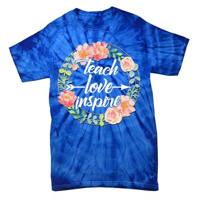 Teach Love Inspire Flower Wreath Tie-Dye T-Shirt