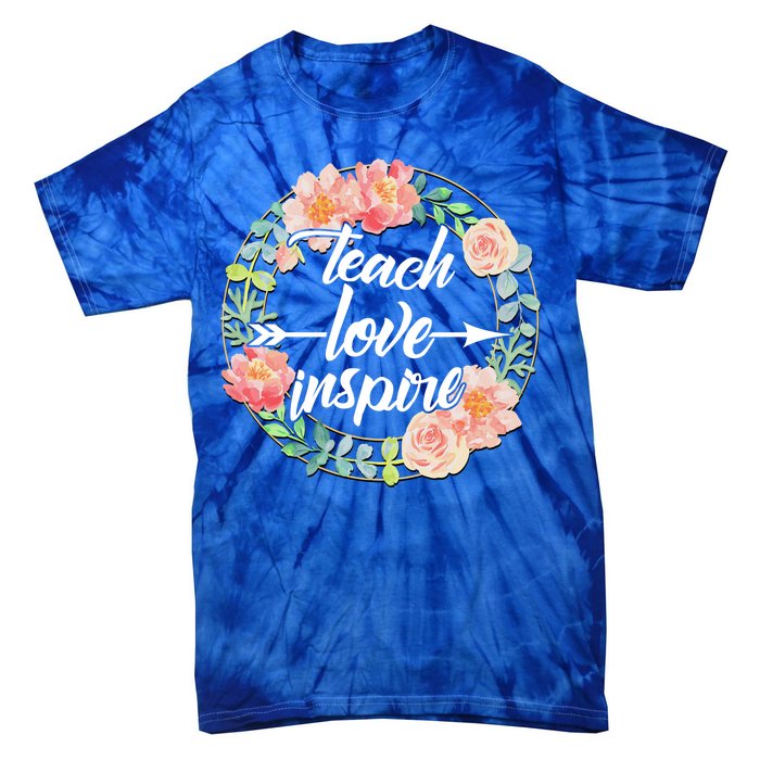 Teach Love Inspire Flower Wreath Tie-Dye T-Shirt