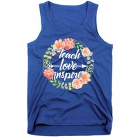 Teach Love Inspire Flower Wreath Tank Top