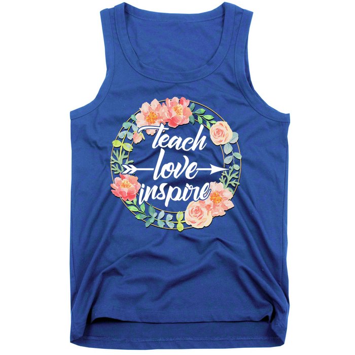 Teach Love Inspire Flower Wreath Tank Top