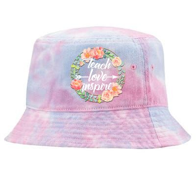 Teach Love Inspire Flower Wreath Tie-Dyed Bucket Hat