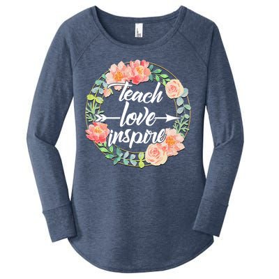 Teach Love Inspire Flower Wreath Women's Perfect Tri Tunic Long Sleeve Shirt