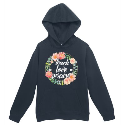 Teach Love Inspire Flower Wreath Urban Pullover Hoodie