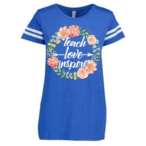 Teach Love Inspire Flower Wreath Enza Ladies Jersey Football T-Shirt