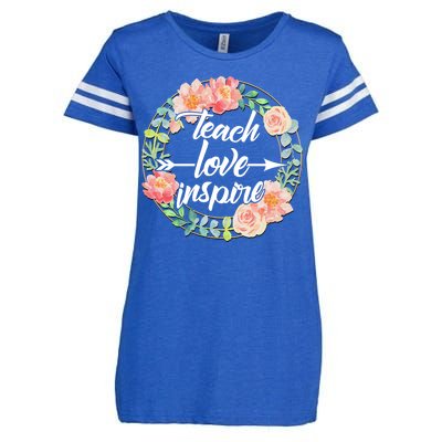 Teach Love Inspire Flower Wreath Enza Ladies Jersey Football T-Shirt