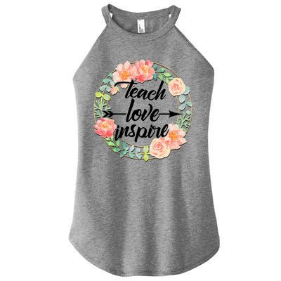 Teach Love Inspire Flower Wreath Women's Perfect Tri Rocker Tank