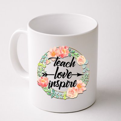 Teach Love Inspire Flower Wreath Coffee Mug