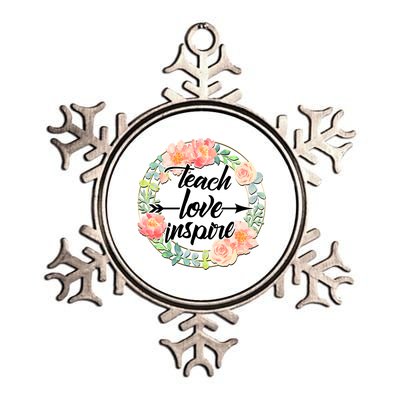 Teach Love Inspire Flower Wreath Metallic Star Ornament