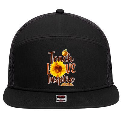 Teach Love Inspire Golden Sunflower 7 Panel Mesh Trucker Snapback Hat