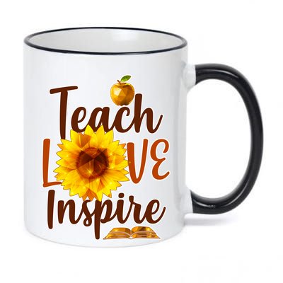 Teach Love Inspire Golden Sunflower 11oz Black Color Changing Mug