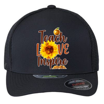 Teach Love Inspire Golden Sunflower Flexfit Unipanel Trucker Cap