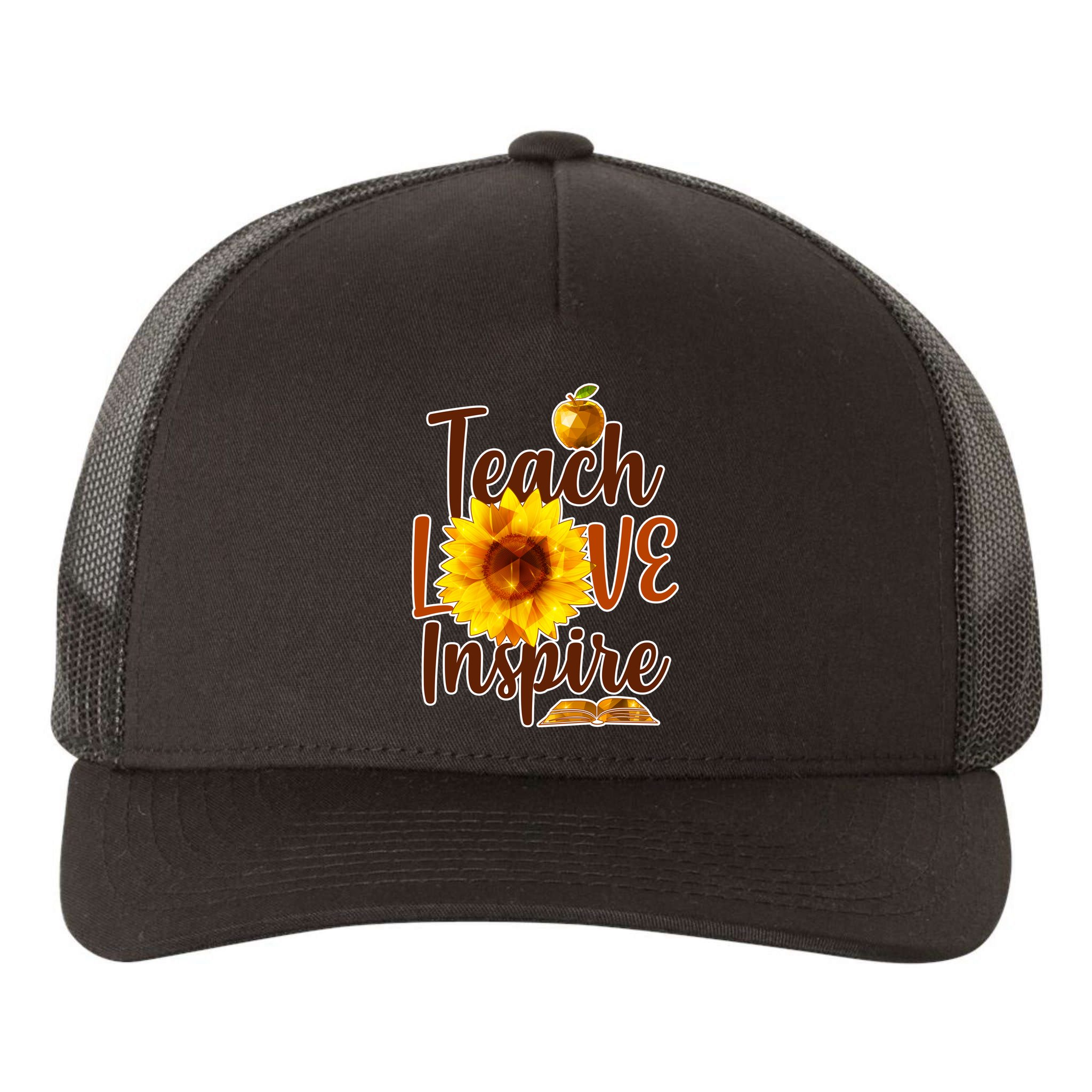 Teach Love Inspire Golden Sunflower Yupoong Adult 5-Panel Trucker Hat