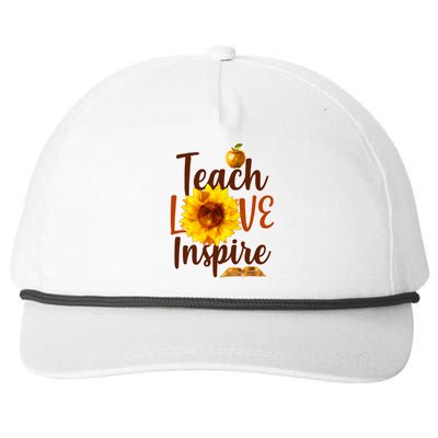 Teach Love Inspire Golden Sunflower Snapback Five-Panel Rope Hat