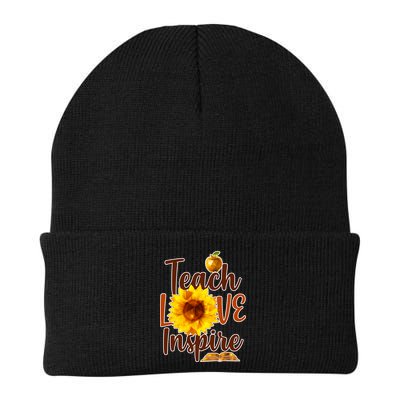Teach Love Inspire Golden Sunflower Knit Cap Winter Beanie