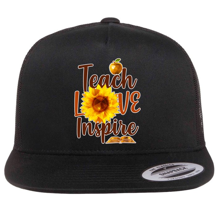 Teach Love Inspire Golden Sunflower Flatbill Hat