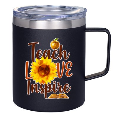 Teach Love Inspire Golden Sunflower 12oz Stainless Steel Coffee Mug
