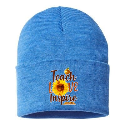 Teach Love Inspire Golden Sunflower Sustainable Knit Beanie