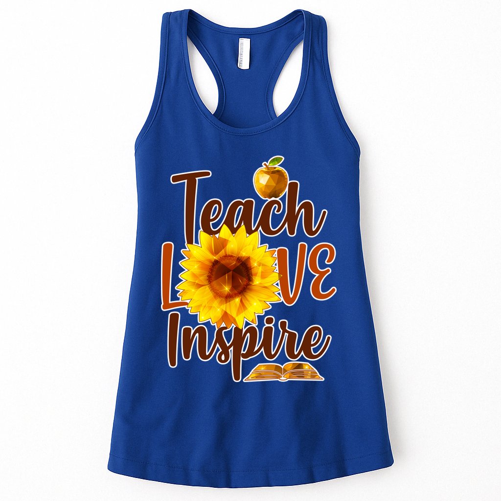 Teach Love Inspire Golden Sunflower Womens Tank Top