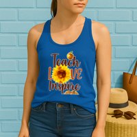 Teach Love Inspire Golden Sunflower Womens Tank Top